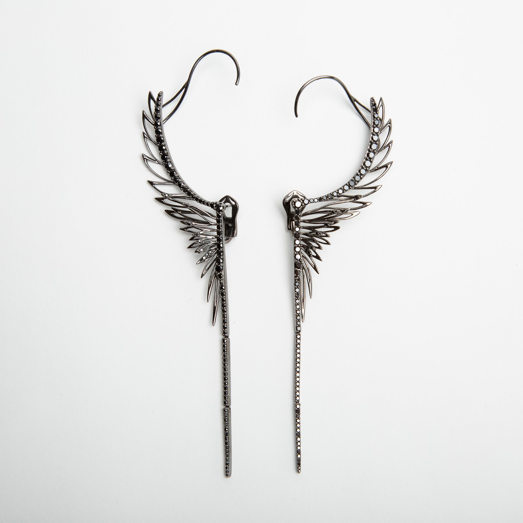 CRISTINA ORTIZ | BLACK DIAMOND WINGED EARRINGS - MAXFIELD LA