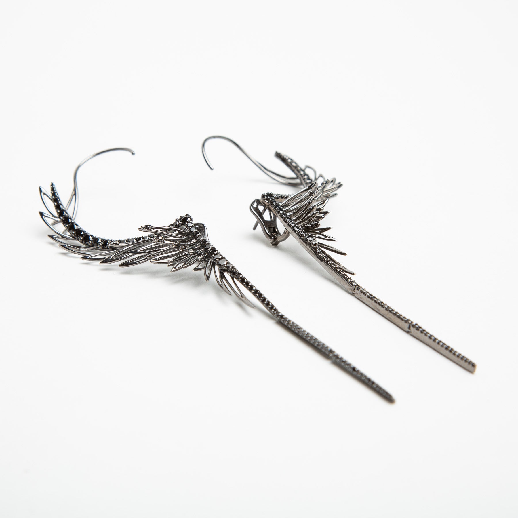 CRISTINA ORTIZ | BLACK DIAMOND WINGED EARRINGS - MAXFIELD LA