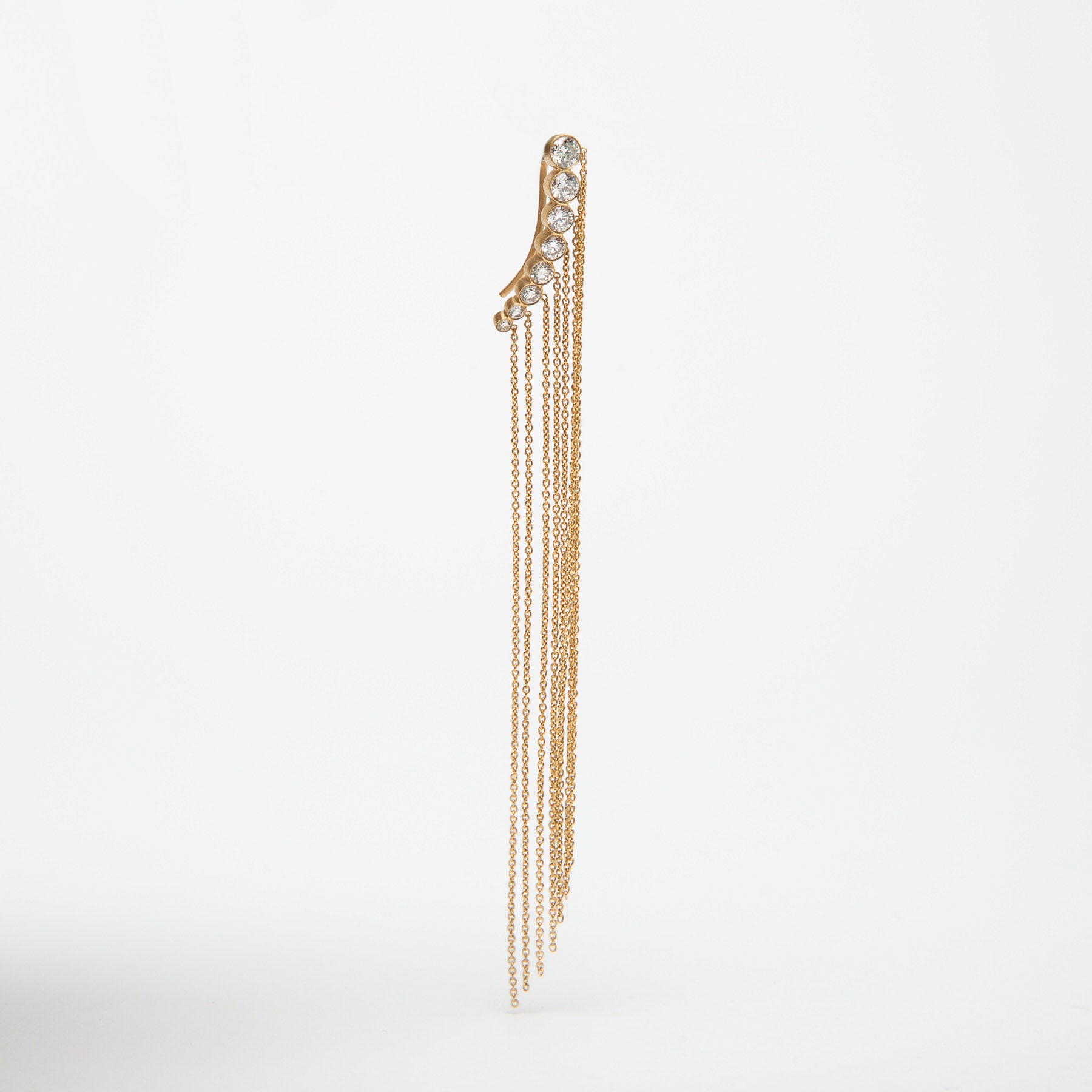SOPHIE BILLE BRAHE | GOLD CHAIN FRINGE DIAMOND EAR CLIMBER - MAXFIELD LA