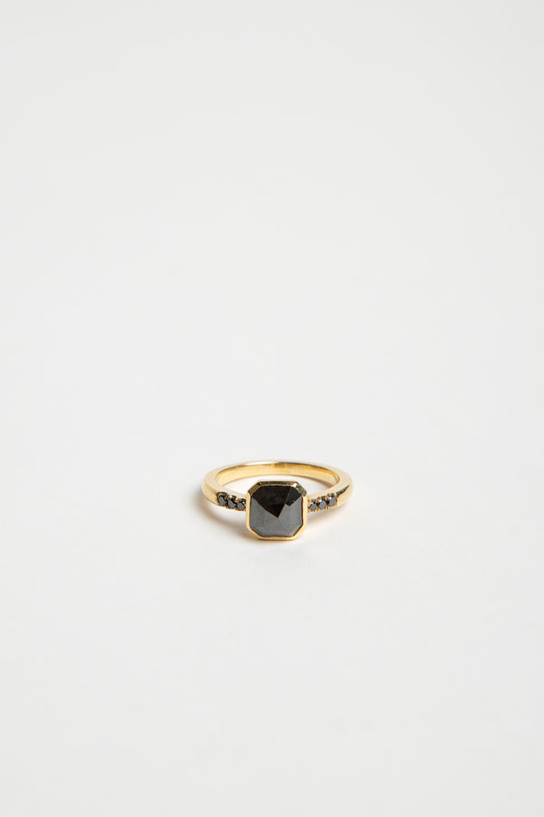 JOANNE FISKE | ASSCHER CUT BLACK DIAMOND RING