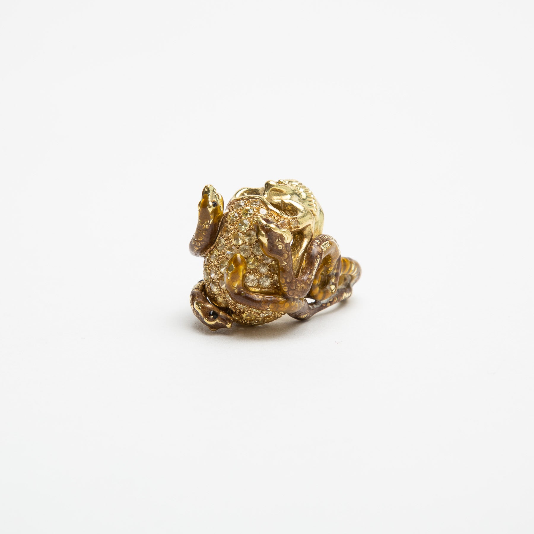 DELFINA DELETTREZ | YELLOW SAPPHIRE SKULL & SNAKES RING - MAXFIELD LA