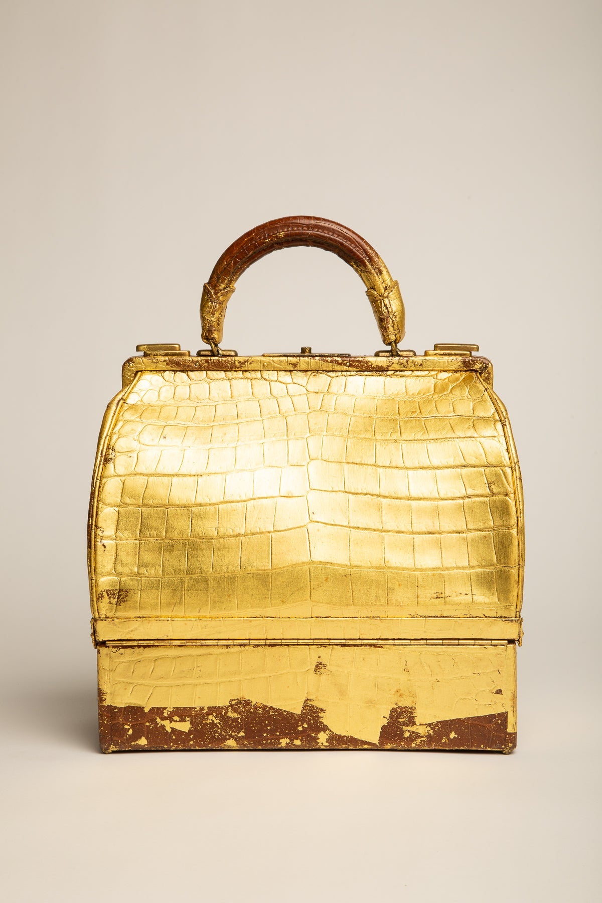 HERMÈS | GOLD ALLIGATOR MALLETTE BAG - MAXFIELD LA