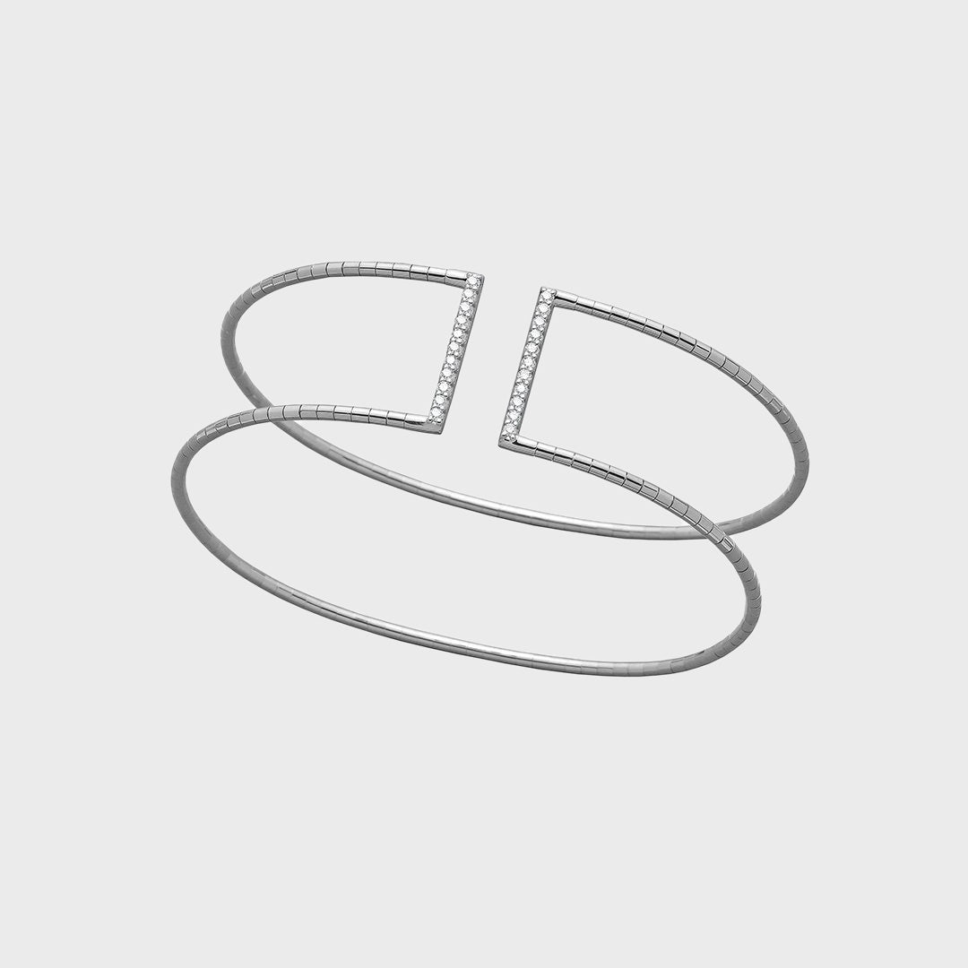 MATTIA CIELO | WHITE GOLD DIAMOND ACCENT CUFF BRACELET - MAXFIELD LA