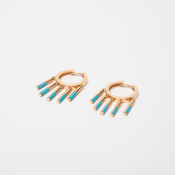 FIYA JEWELLERY | TURQUOISE FRINGE HOOPS