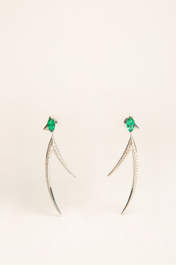 SHAUN LEANE | EMERALD STUD DIAMOND DROP EARRNGS