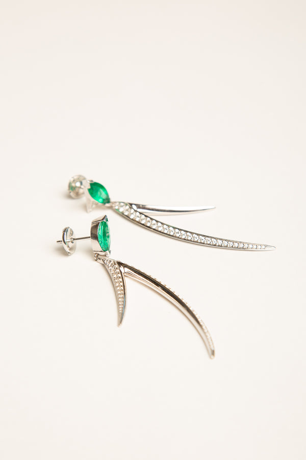 SHAUN LEANE | EMERALD STUD DIAMOND DROP EARRNGS