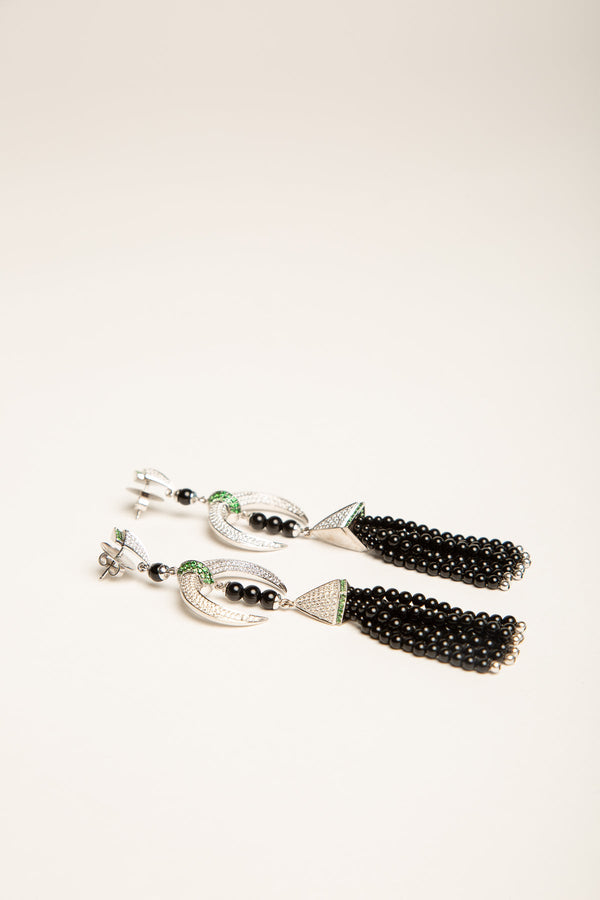 SHAUN LEANE | DIAMOND CRESCENT BEAD DROP EARRINGS