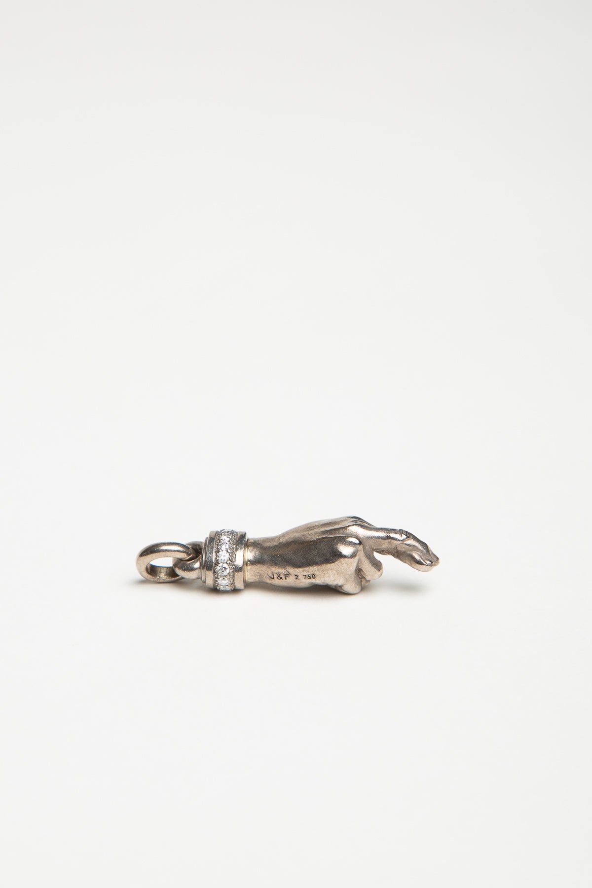 J & F | PALLADIUM WHITE GOLD CROSSED FINGERS PENDANT