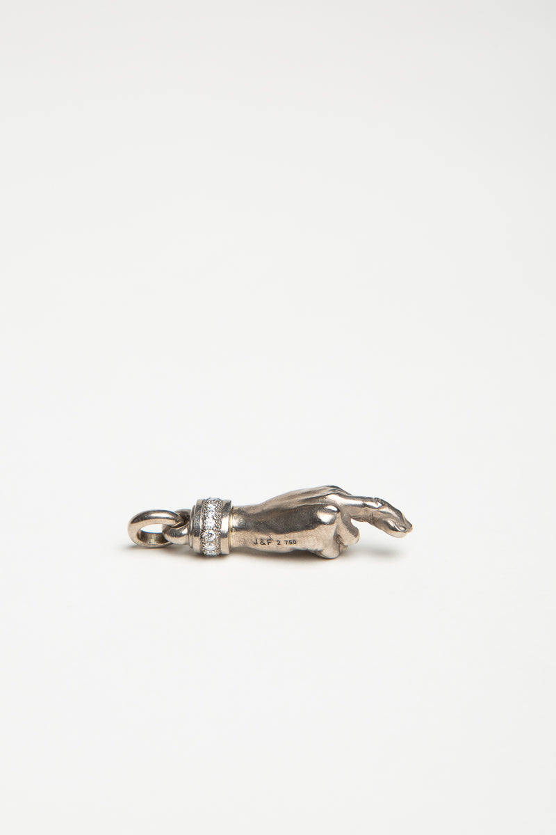 J & F | PALLADIUM WHITE GOLD CROSSED FINGERS PENDANT