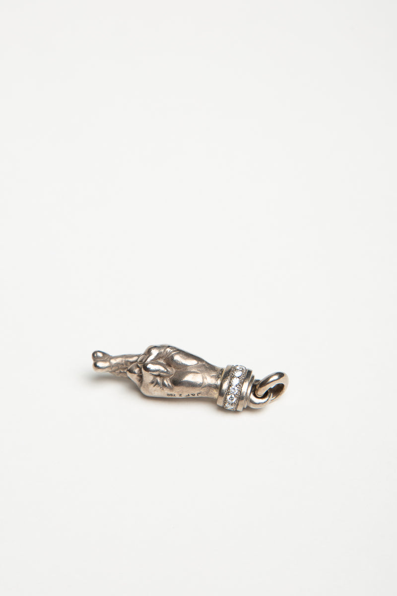 J & F | PALLADIUM WHITE GOLD CROSSED FINGERS PENDANT