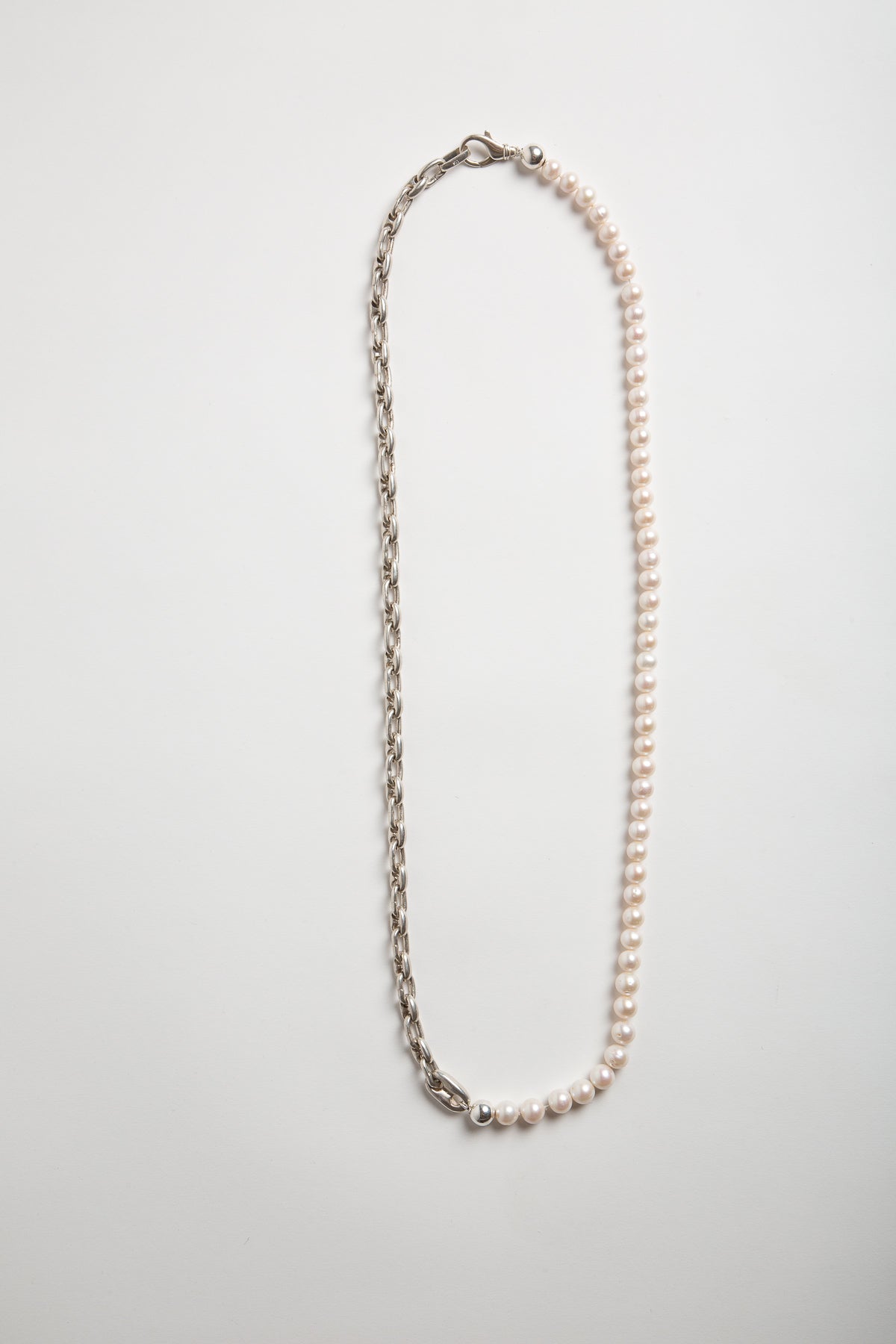 TRIN-KET | XL HALF PEARL/HALF CHAIN NECKLACE