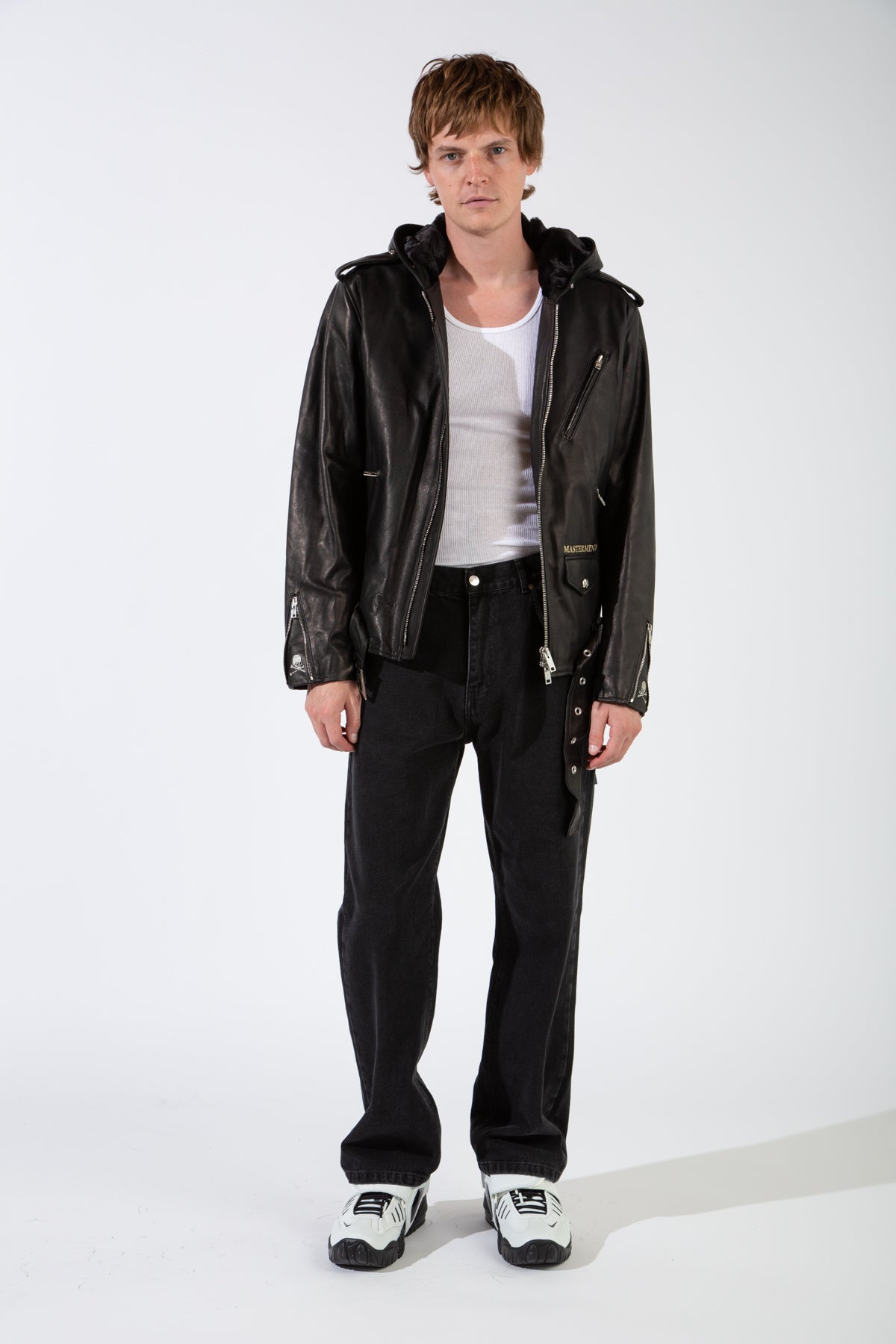 MASTERMIND | HOODED LEATHER RIDER JACKET