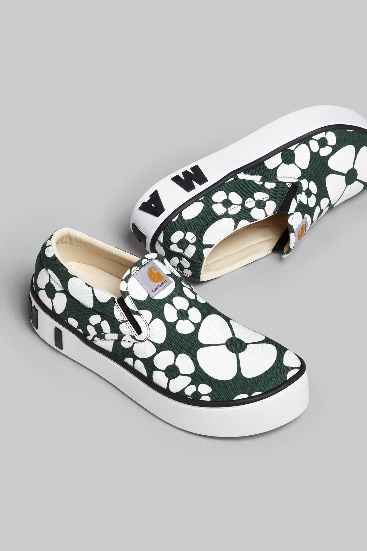 MARNI X CARHARTT | GREEN FLOWER PAW SLIP ONS - MAXFIELD LA