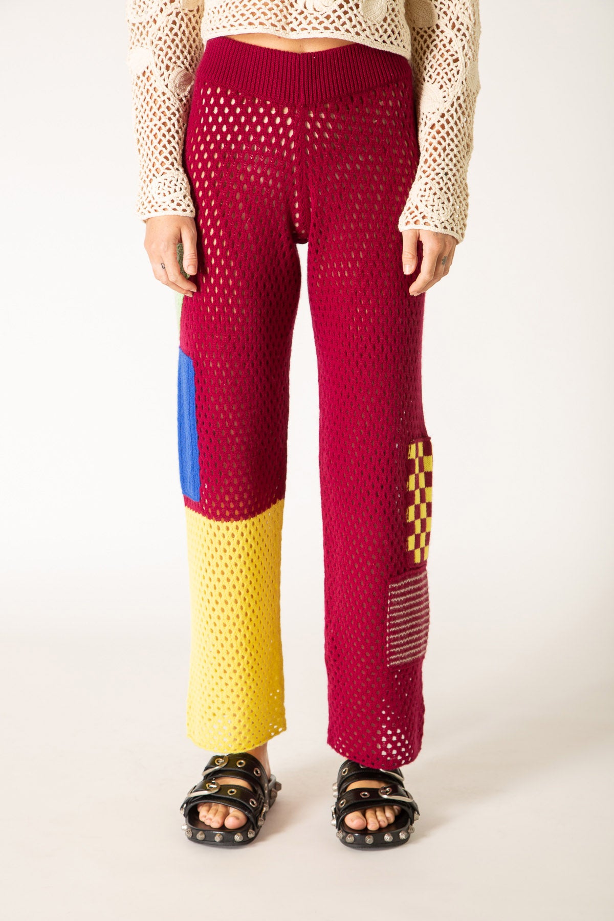 THE ELDER STATESMAN | LOOSE NET PATCHWORK PANTS