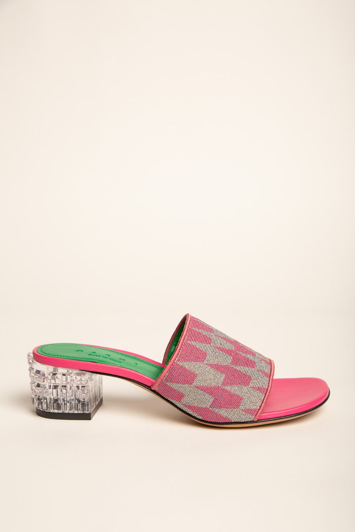 MARNI | CLEAR HEEL PRINT STRAP SANDALS - MAXFIELD LA