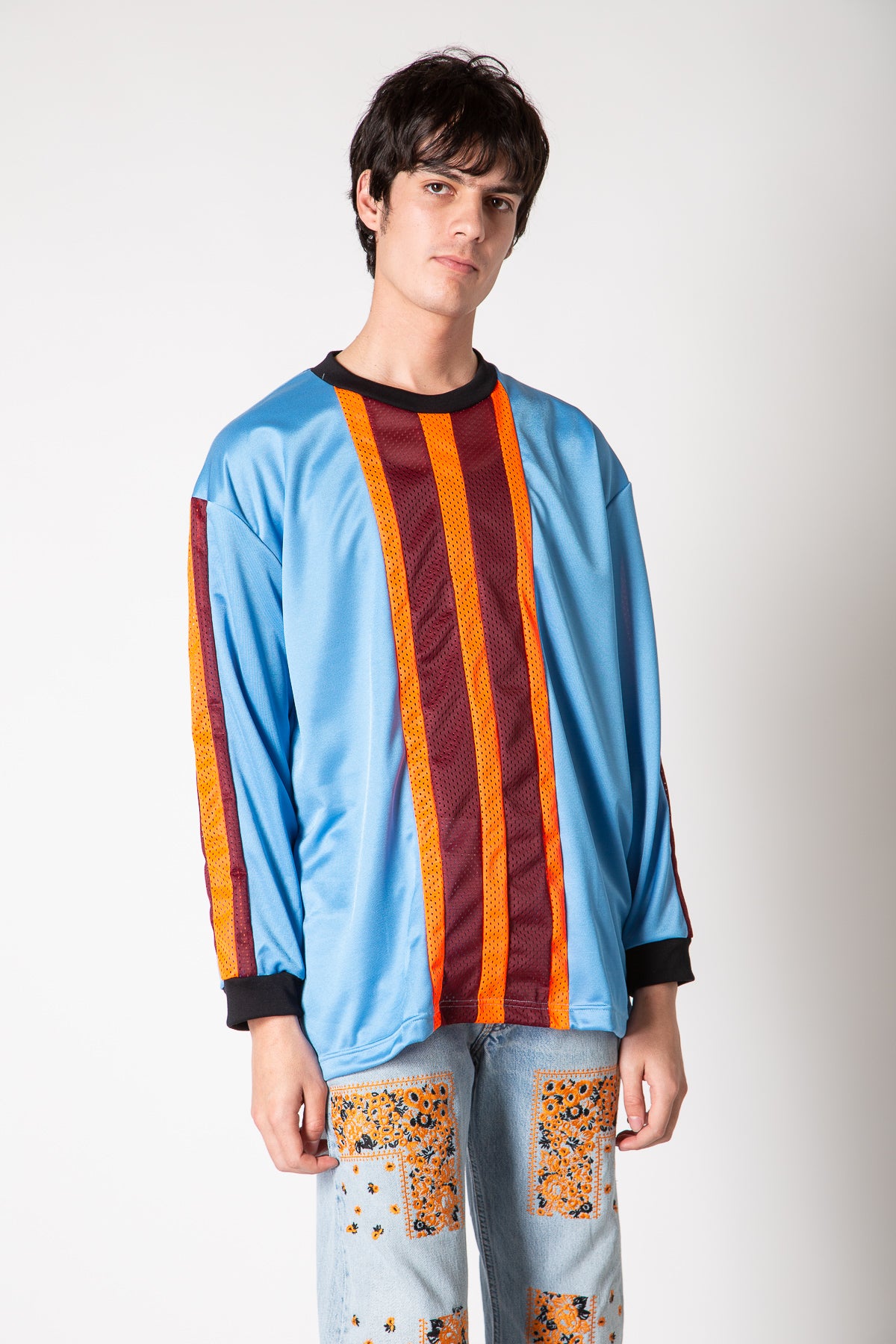 NOMA T.D. | STRIPE LONG SLEEVE MESH TEE - MAXFIELD LA