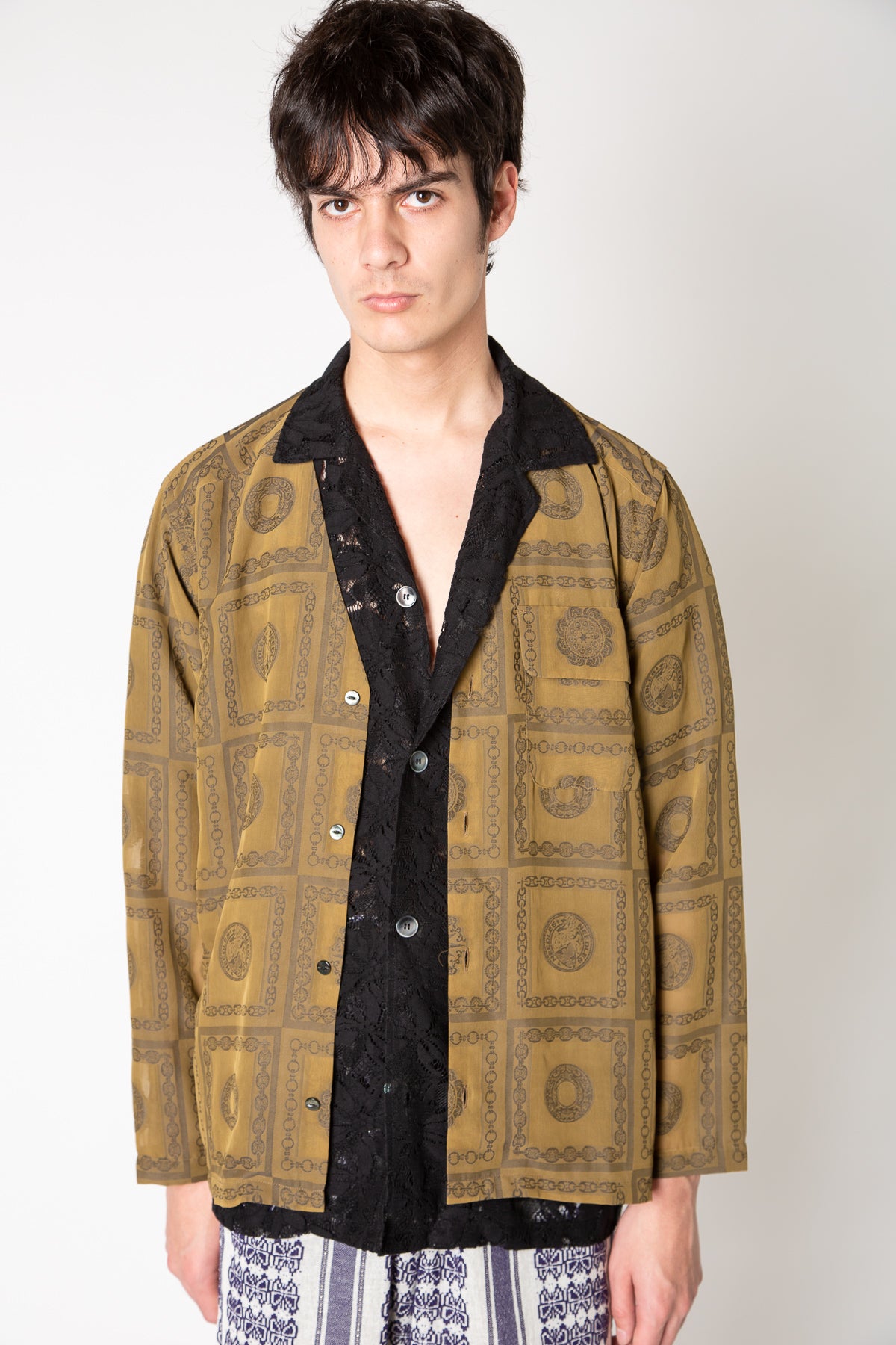 NEEDLES | CHAIN BORDER V-NECK SHIRT - MAXFIELD LA