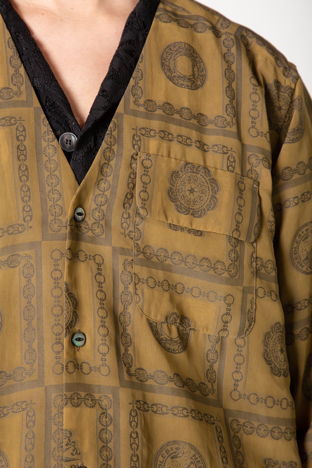 NEEDLES | CHAIN BORDER V-NECK SHIRT - MAXFIELD LA
