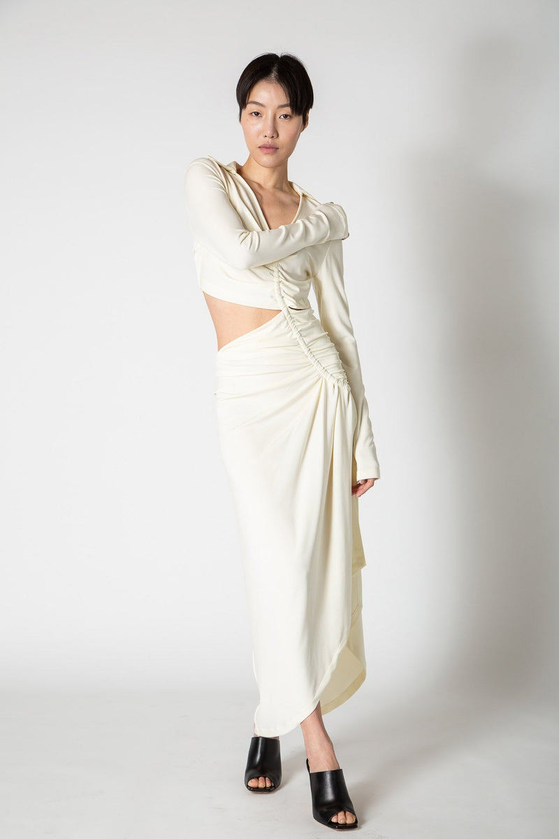OFF-WHITE | VI-CREPE DRAPED DRESS
