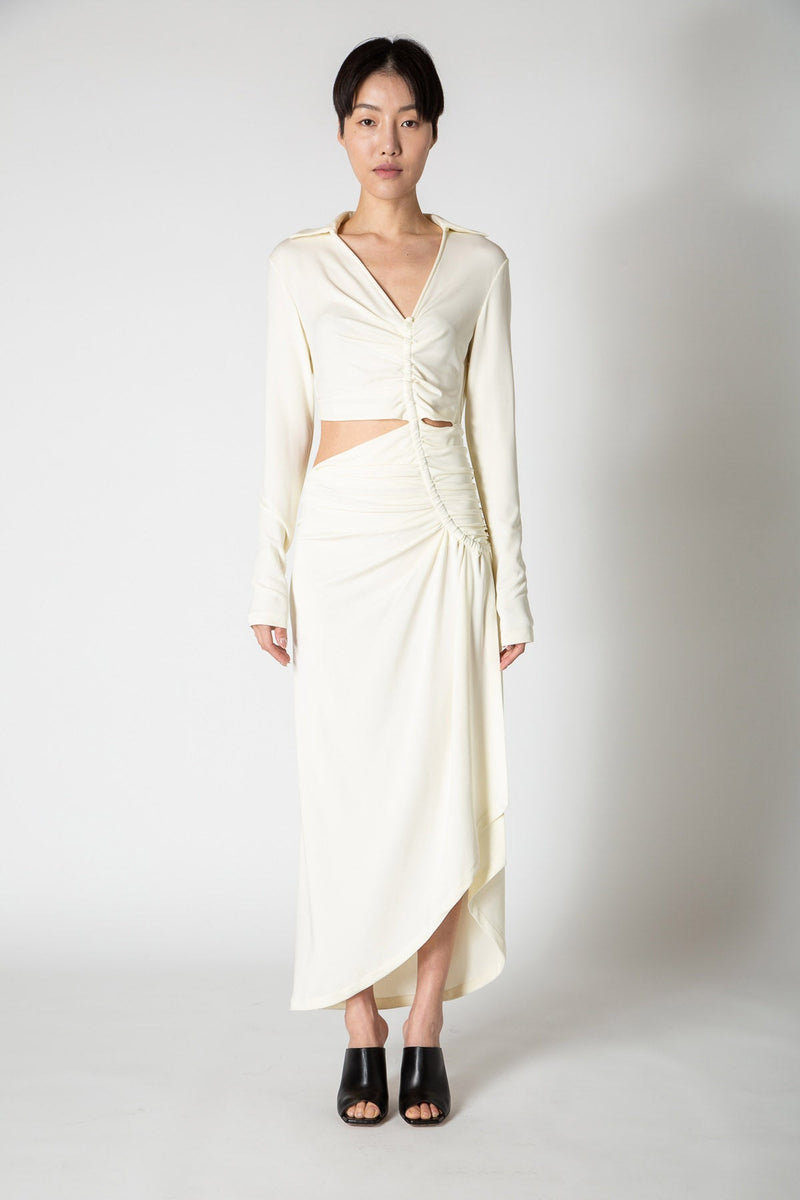 OFF-WHITE | VI-CREPE DRAPED DRESS