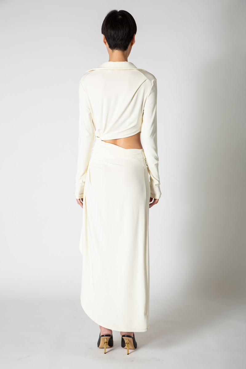 OFF-WHITE | VI-CREPE DRAPED DRESS
