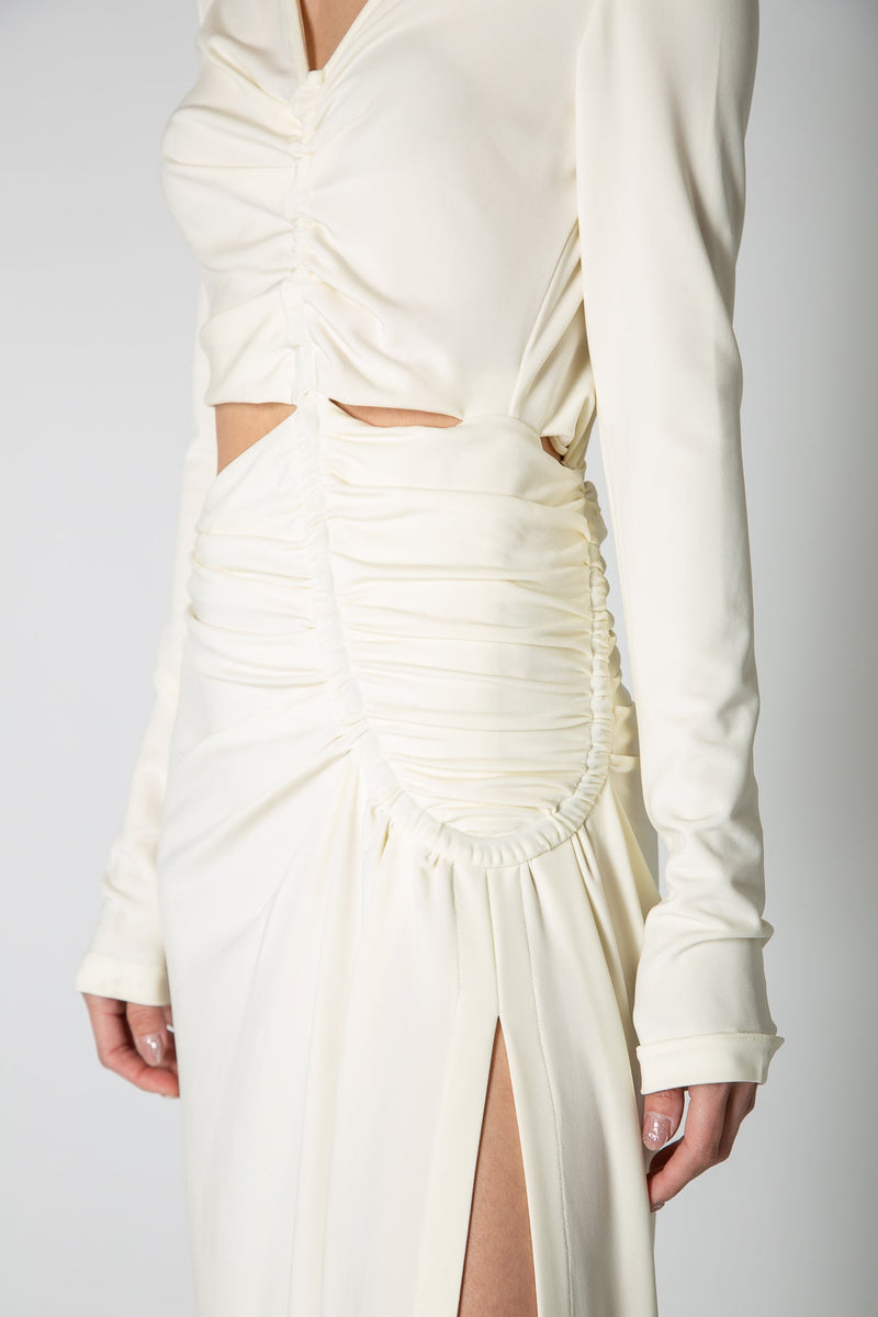 OFF-WHITE | VI-CREPE DRAPED DRESS