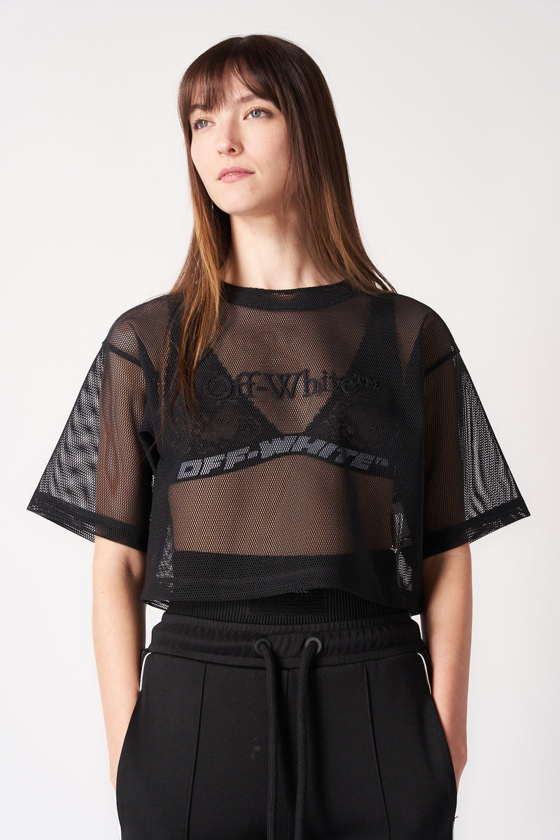 OFF-WHITE | BOOKISH MESH CROPPED TEE