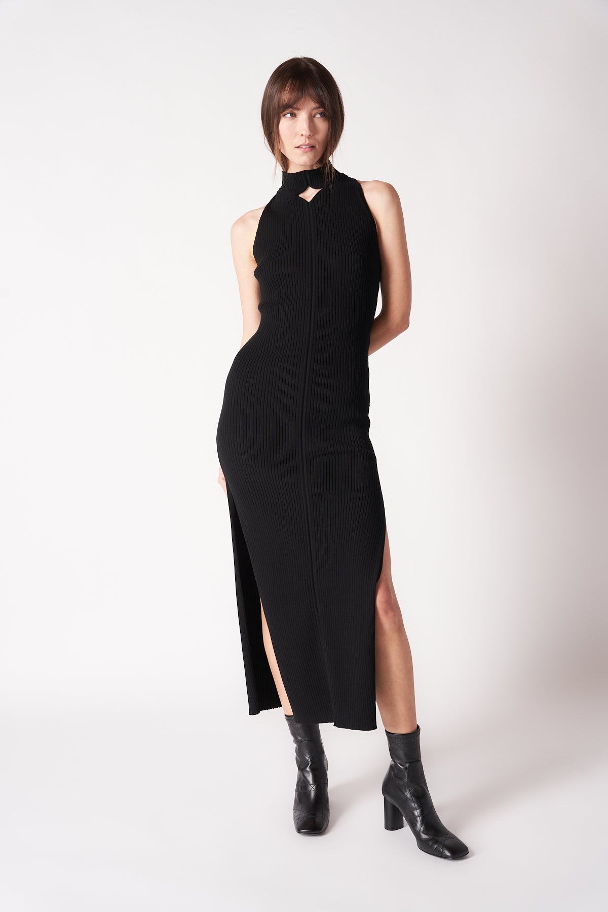 COURRÈGES | RIB DIAMOND NECK DRESS - MAXFIELD LA