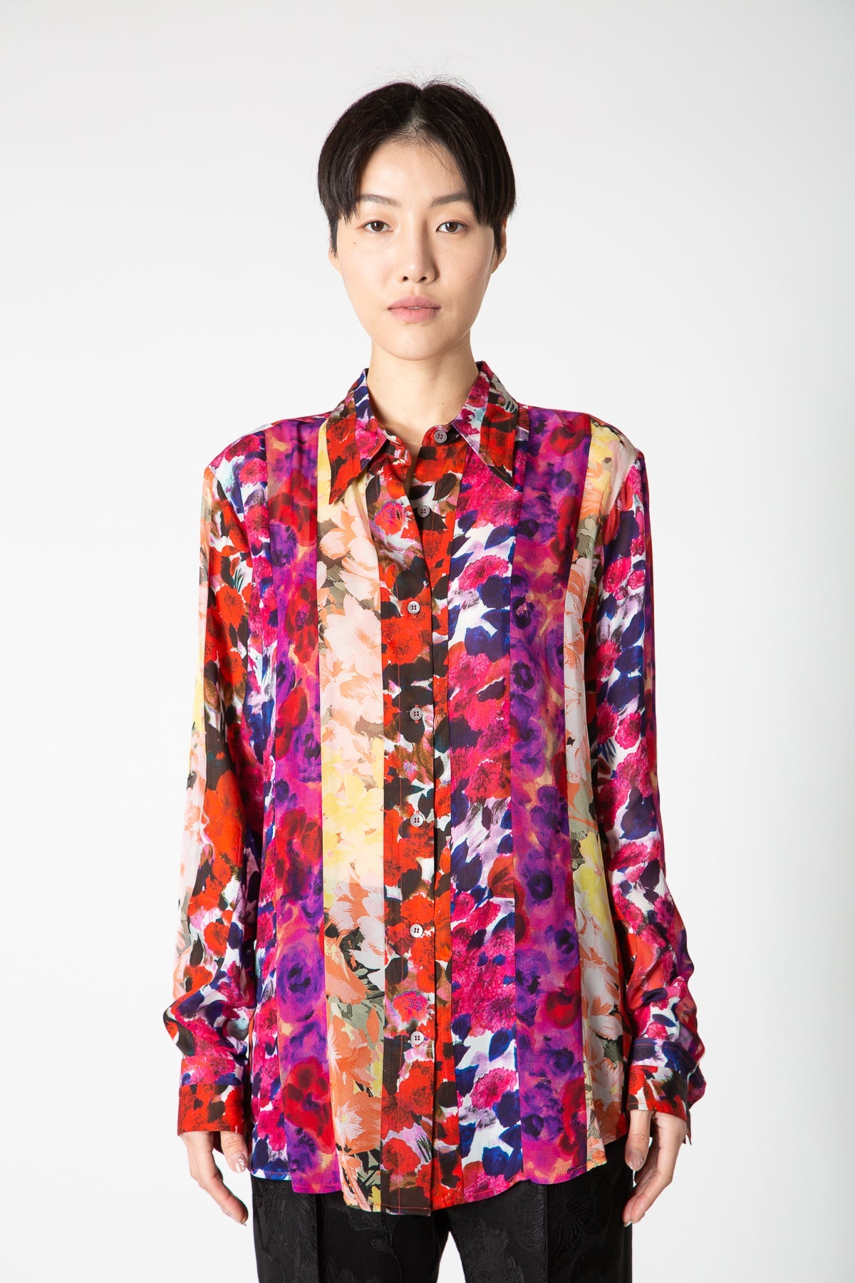 DRIES VAN NOTEN | FLORAL PATCH LONG SLEEVE SHIRT