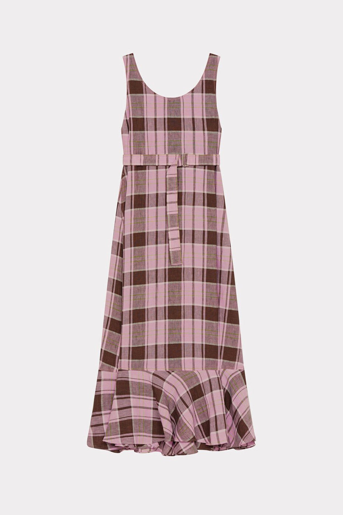 KENZO | LONG CHECK LINEN DRESS - MAXFIELD LA
