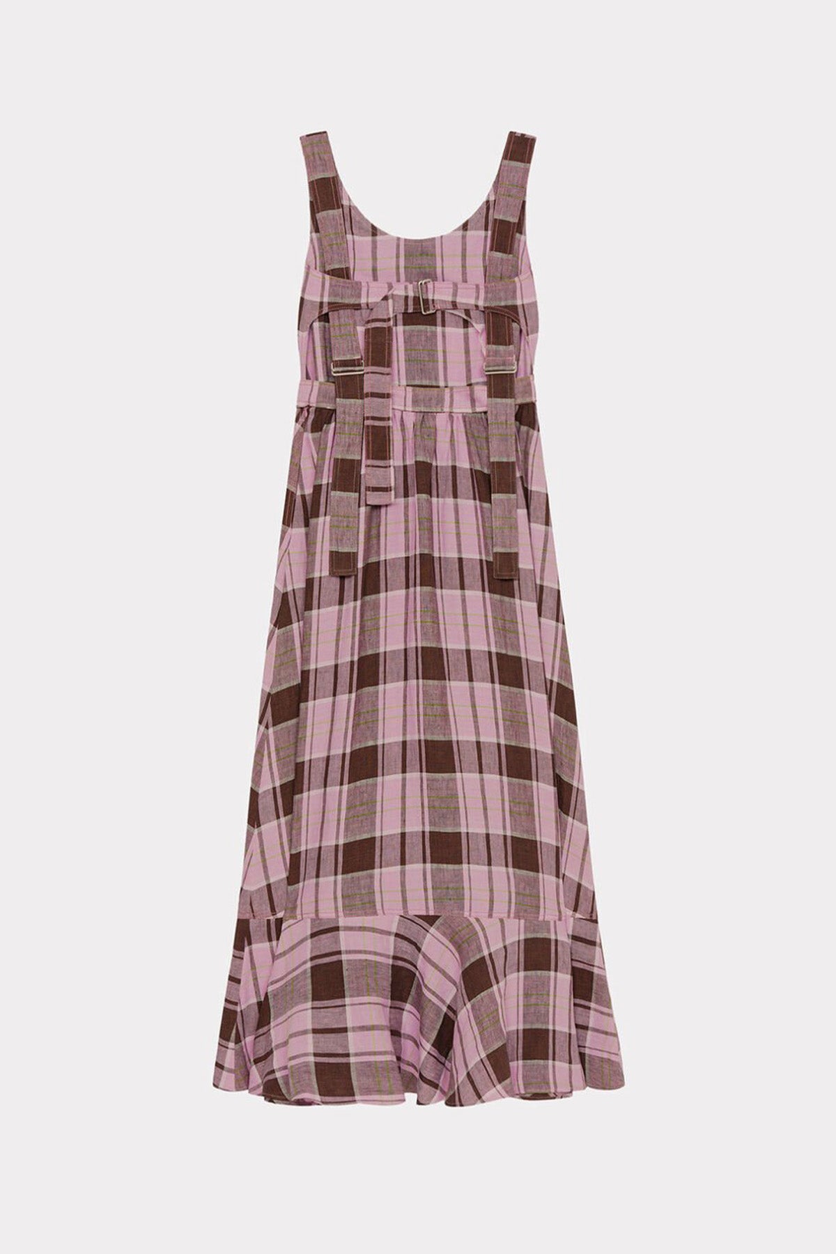 KENZO | LONG CHECK LINEN DRESS - MAXFIELD LA