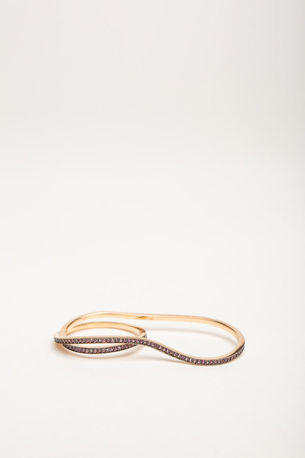 FIYA JEWELLERY | ROSE GOLD THIN DOUBLE PINK SAPPHIRE RING