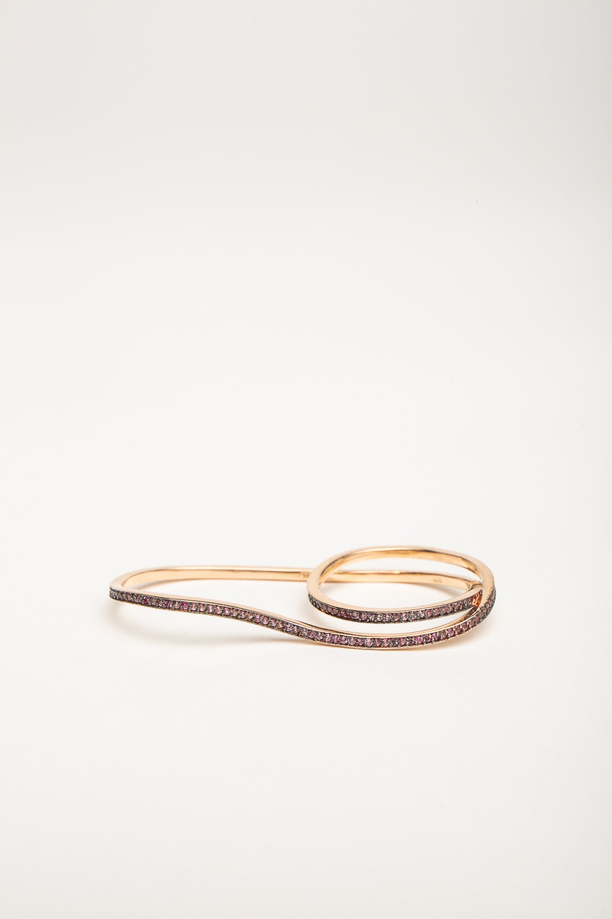 FIYA JEWELLERY | ROSE GOLD THIN DOUBLE PINK SAPPHIRE RING