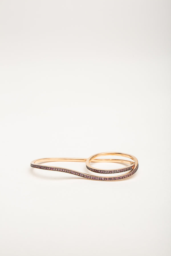 FIYA JEWELLERY | ROSE GOLD THIN DOUBLE PINK SAPPHIRE RING