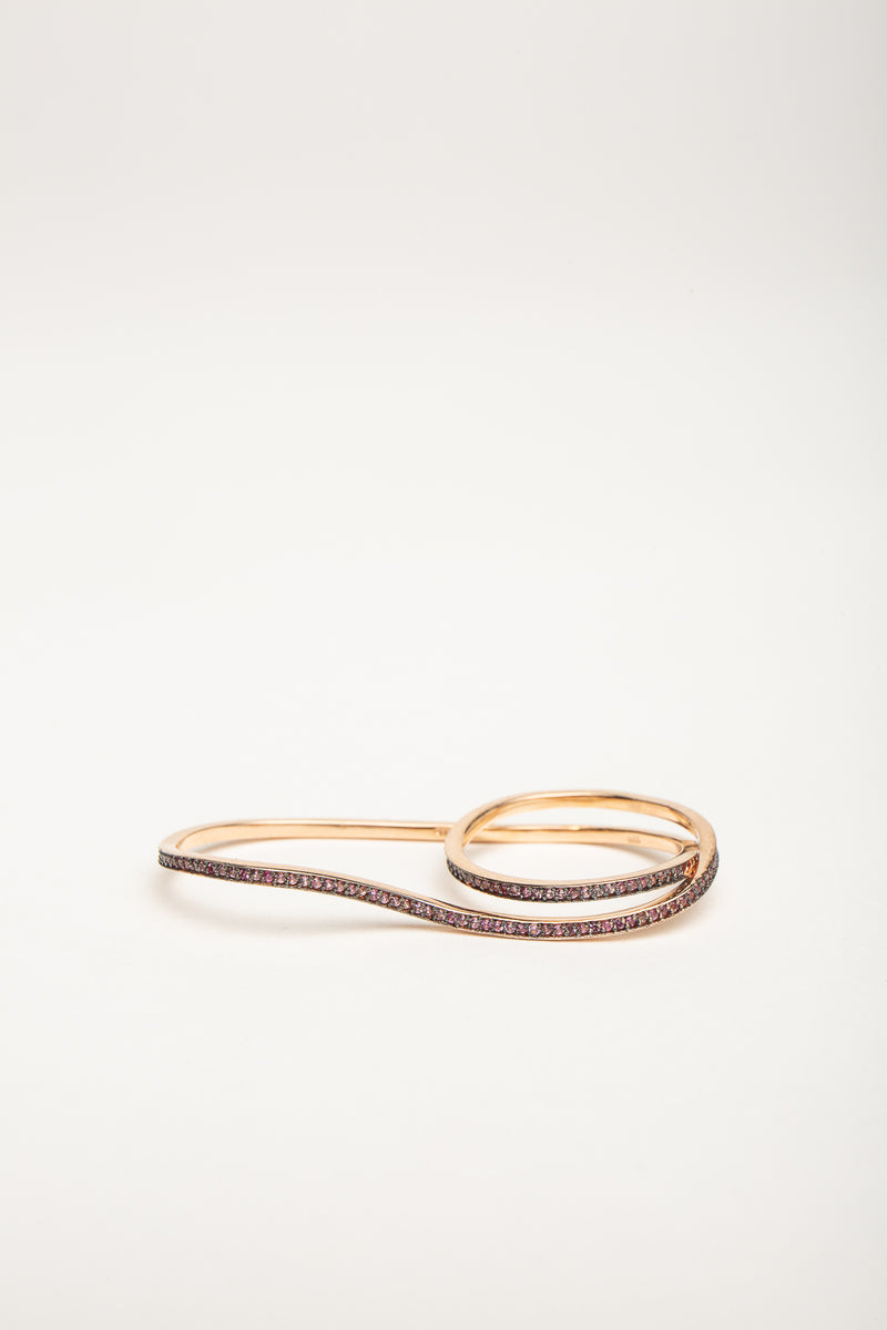FIYA JEWELLERY | ROSE GOLD THIN DOUBLE PINK SAPPHIRE RING
