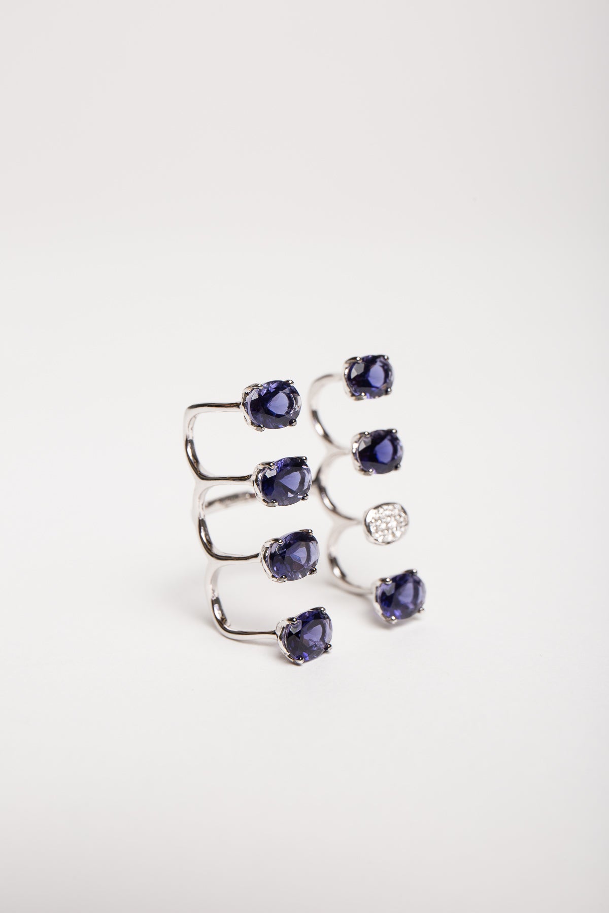 STEFERE | 18K WHITE GOLD 10 DIAMOND LOLITE RING - MAXFIELD LA