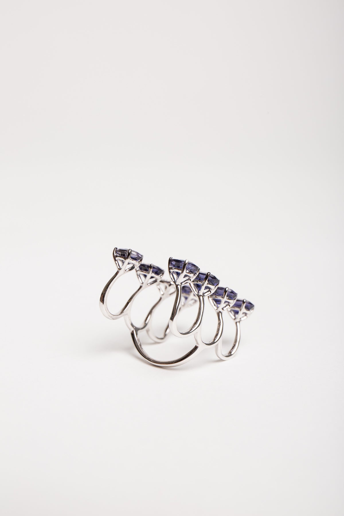 STEFERE | 18K WHITE GOLD 10 DIAMOND LOLITE RING - MAXFIELD LA
